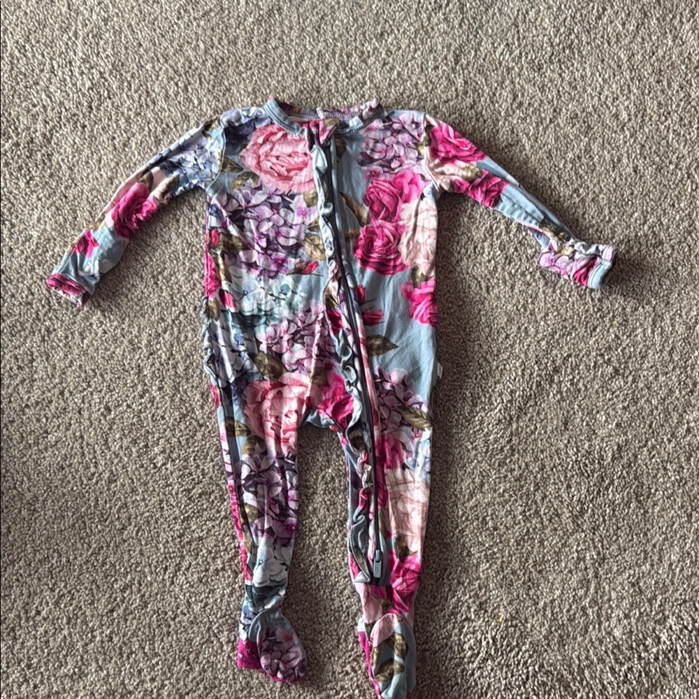 Posh Peanut Pink and Blue Floral Footies